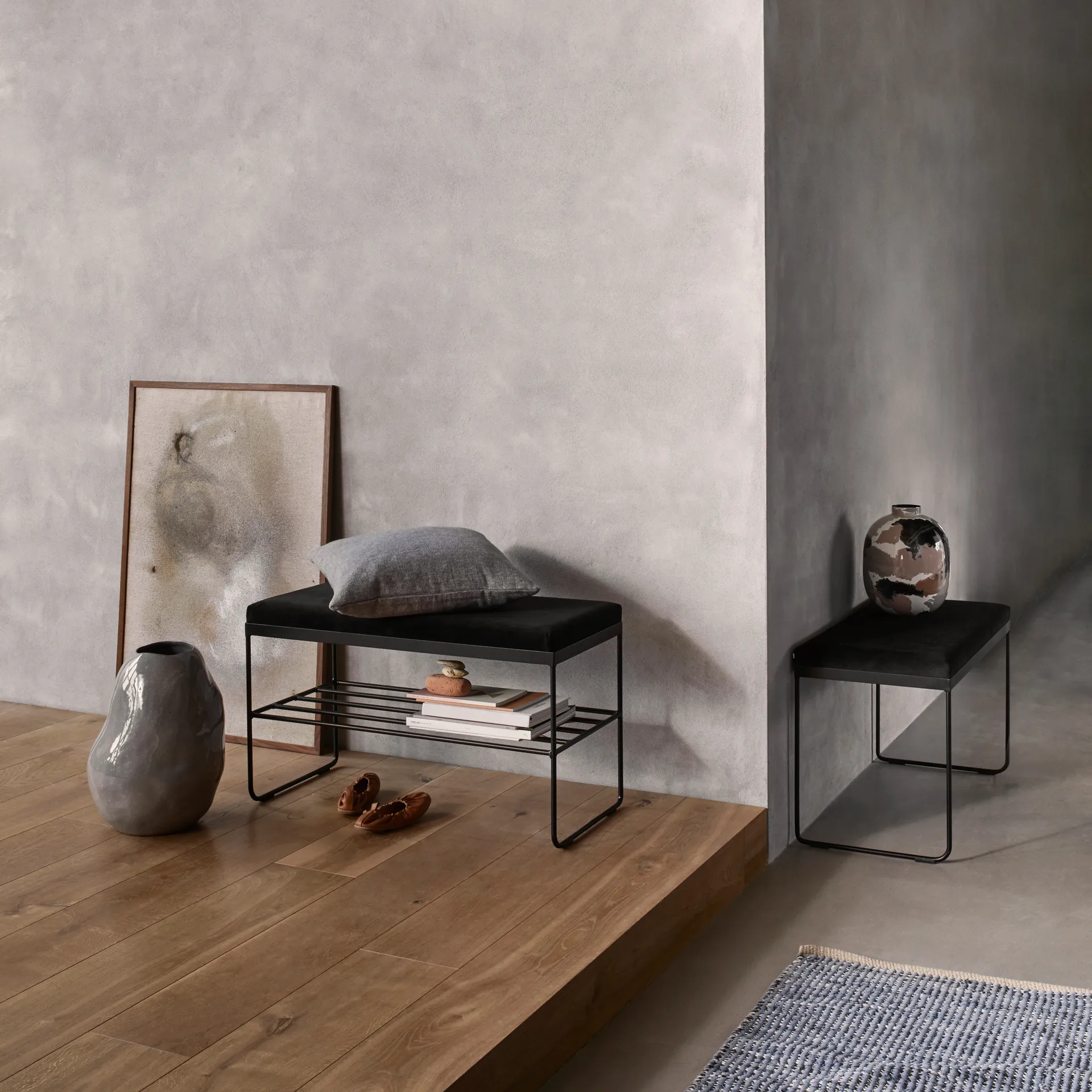 Magda コットン ラグ  70x140 cm, flint stone blue Broste Copenhagen | ブロスト コペンハーゲン