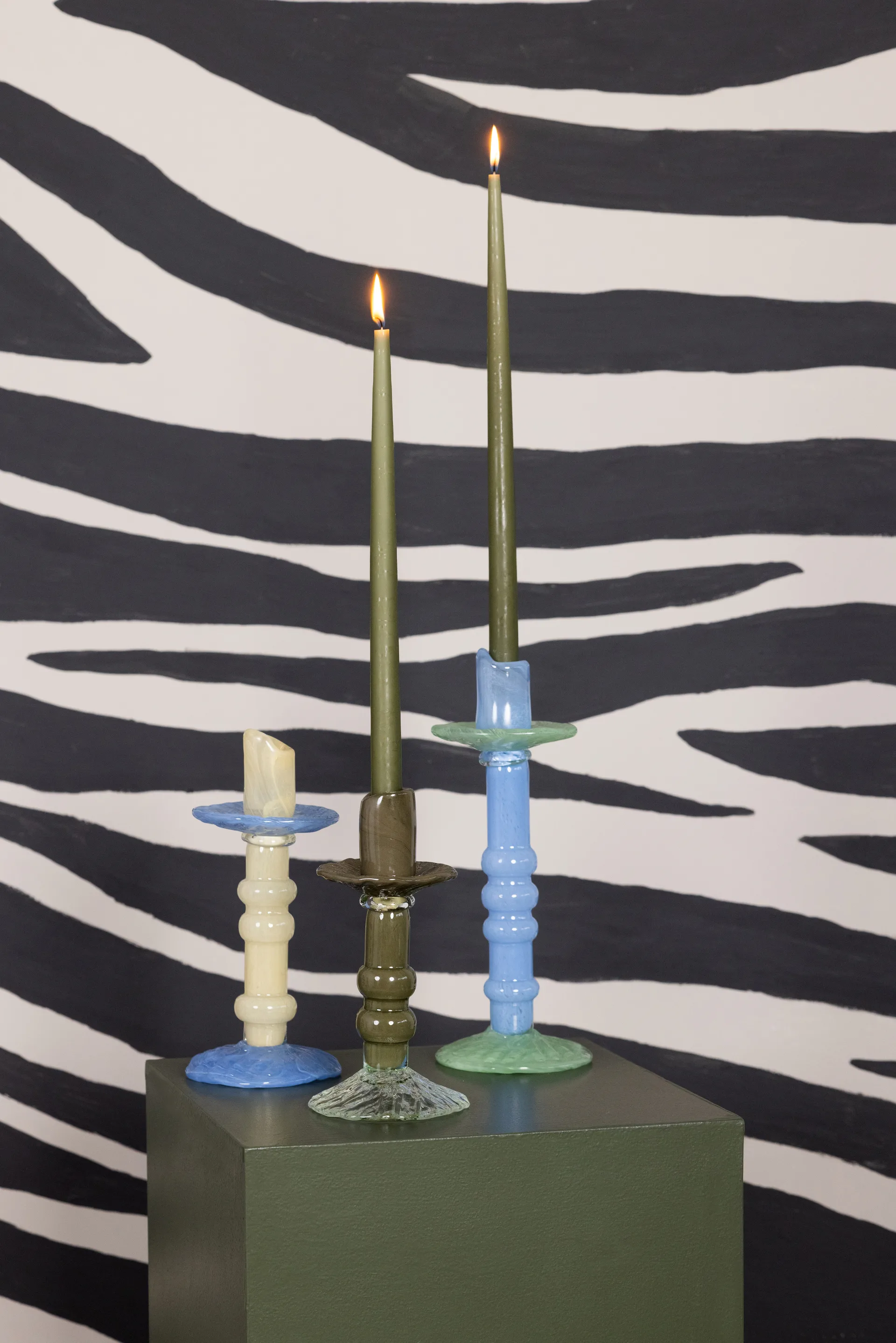 Lara キャンドルホルダー S 22 cm, Green-clear Byon | バイオン