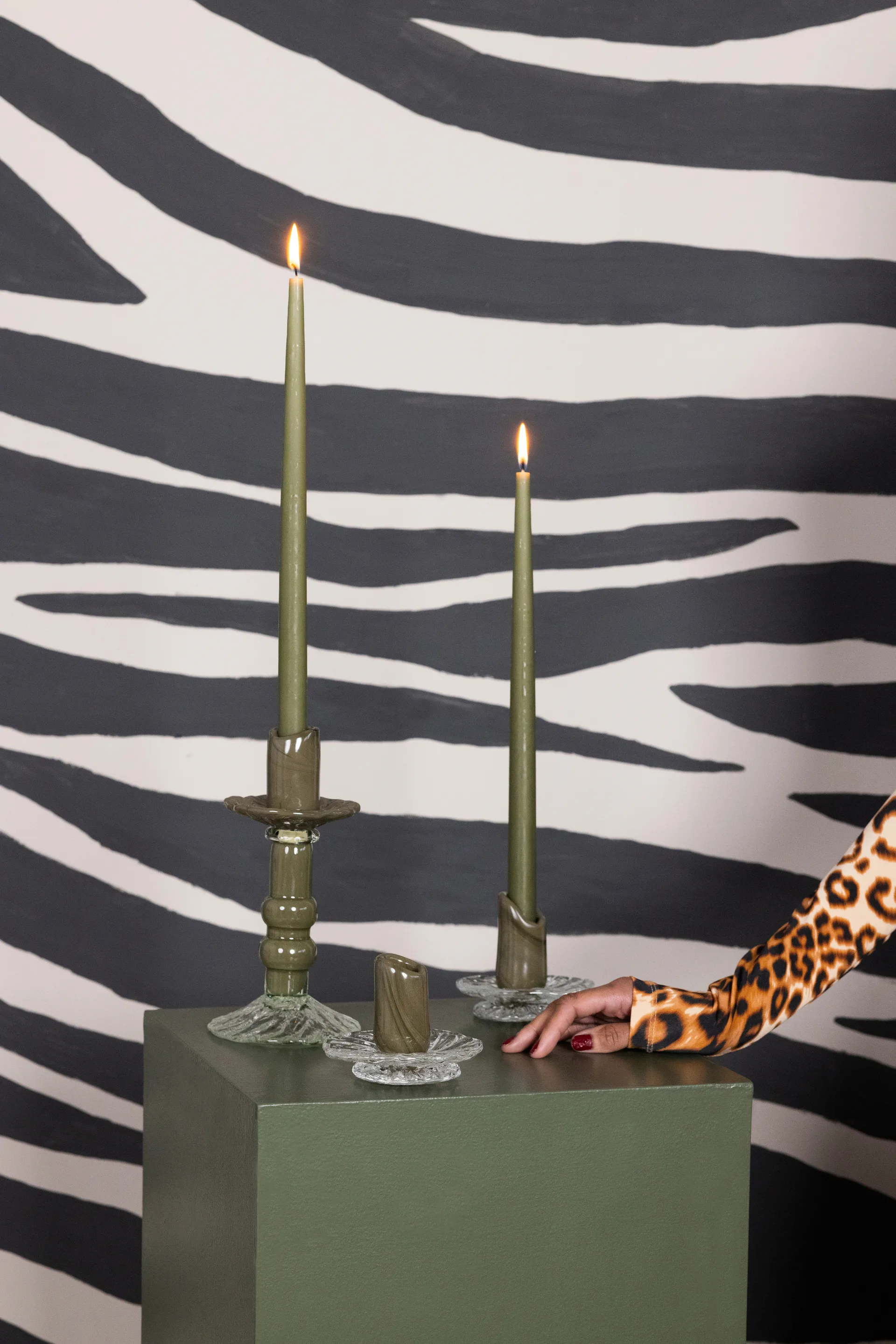 Lara キャンドルホルダー XS 9 cm, Green-clear Byon | バイオン