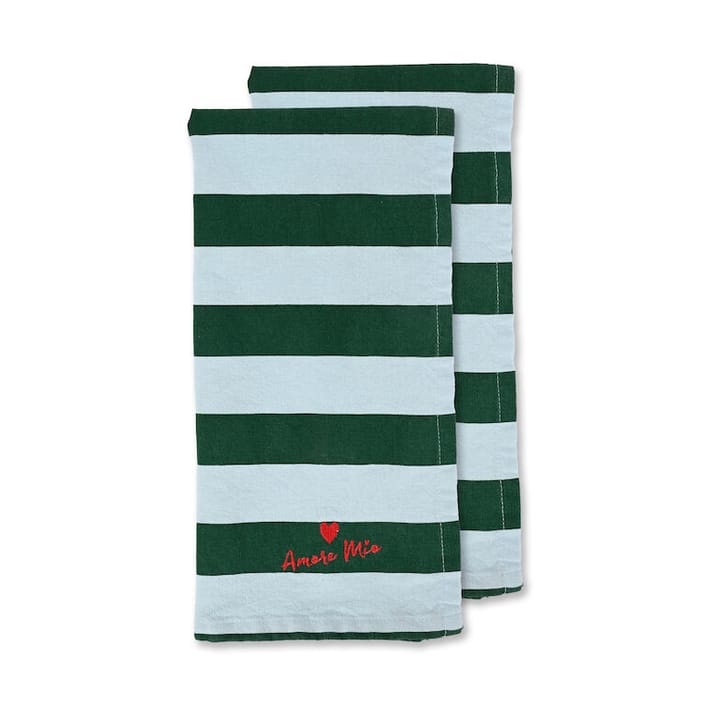 Love キッチンタオル 50x70 cm 2枚 - Green-Light Blue - Byon | バイ�オン