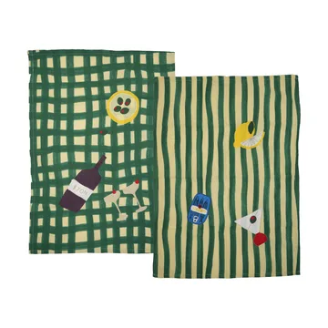 Sera キッチンタオル 2枚セット - Green, 50x70 cm - Byon | バイオン