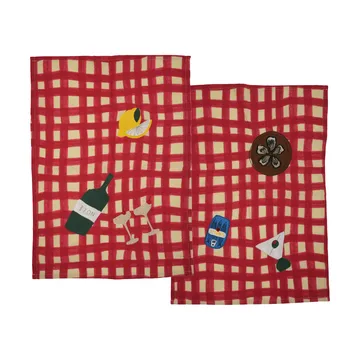 Sera キッチンタオル 2枚セット - Red, 50x70 cm - Byon | バイオン