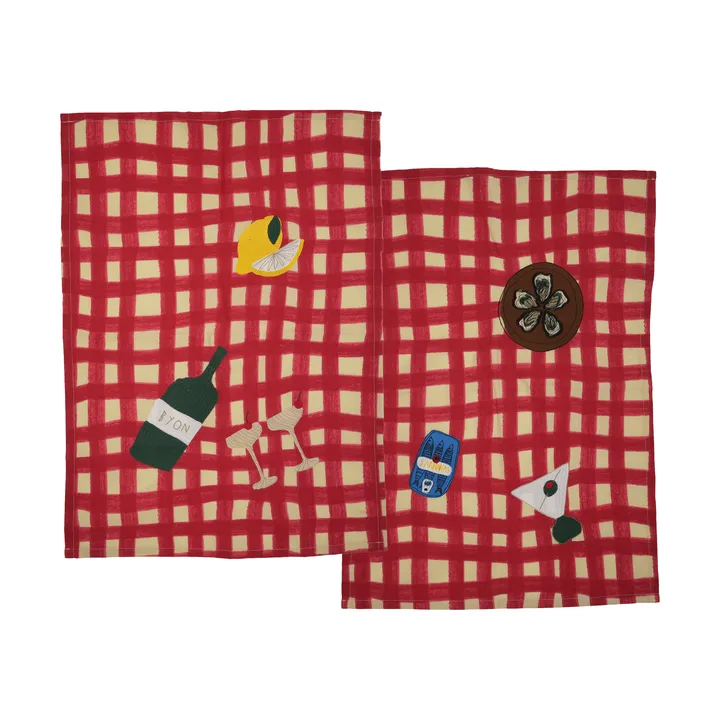 Sera キッチンタオル 2枚セット - Red, 50x70 cm - Byon | バイオン