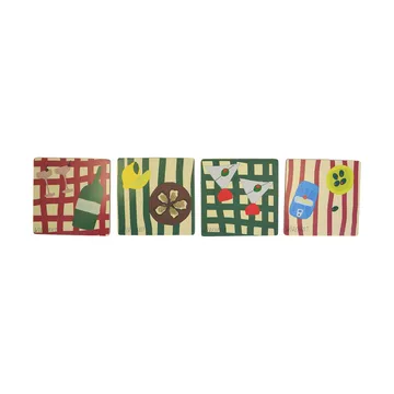Sera ガラスコースター 4枚セット - Mix, 9x9 cm - Byon | バイオン