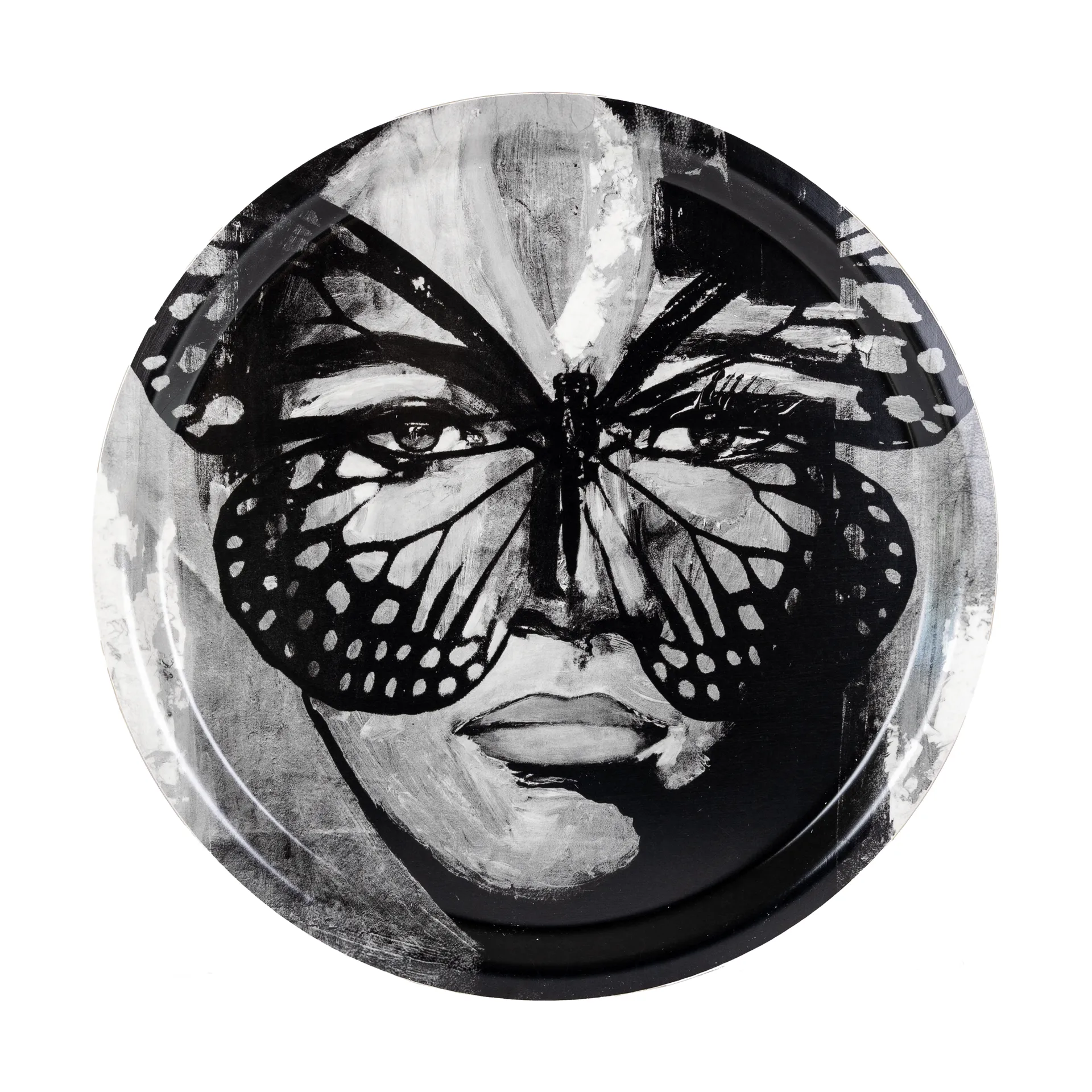 Golden Butterfly トレイ Ø31 cm, Black-white Carolina Gynning | カロライナ ギニング