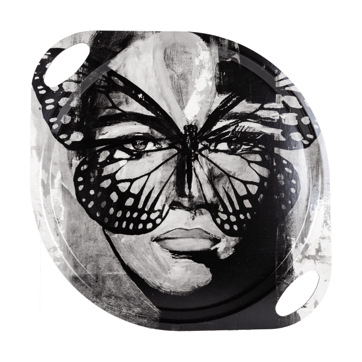 Golden Butterfly ハンドル付きトレイ 38x47 cm - Black-white - Carolina Gynning | カロライナ ギニング