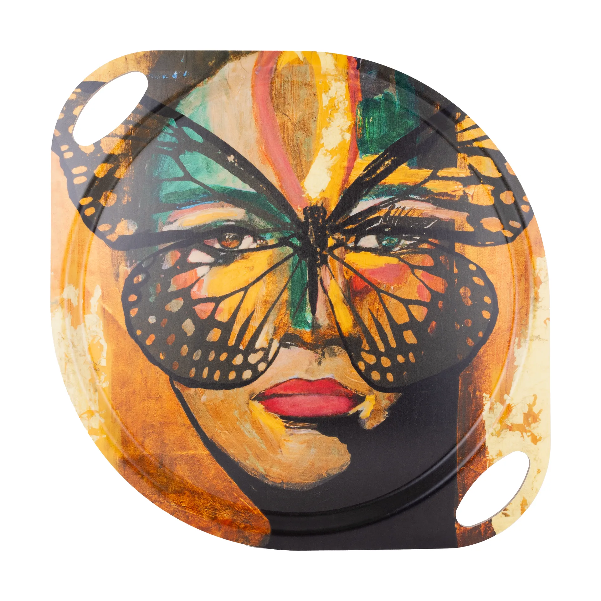 Golden Butterfly ハンドル付きトレイ 38x47 cm, Orange-black Carolina Gynning | カロライナ ギニング