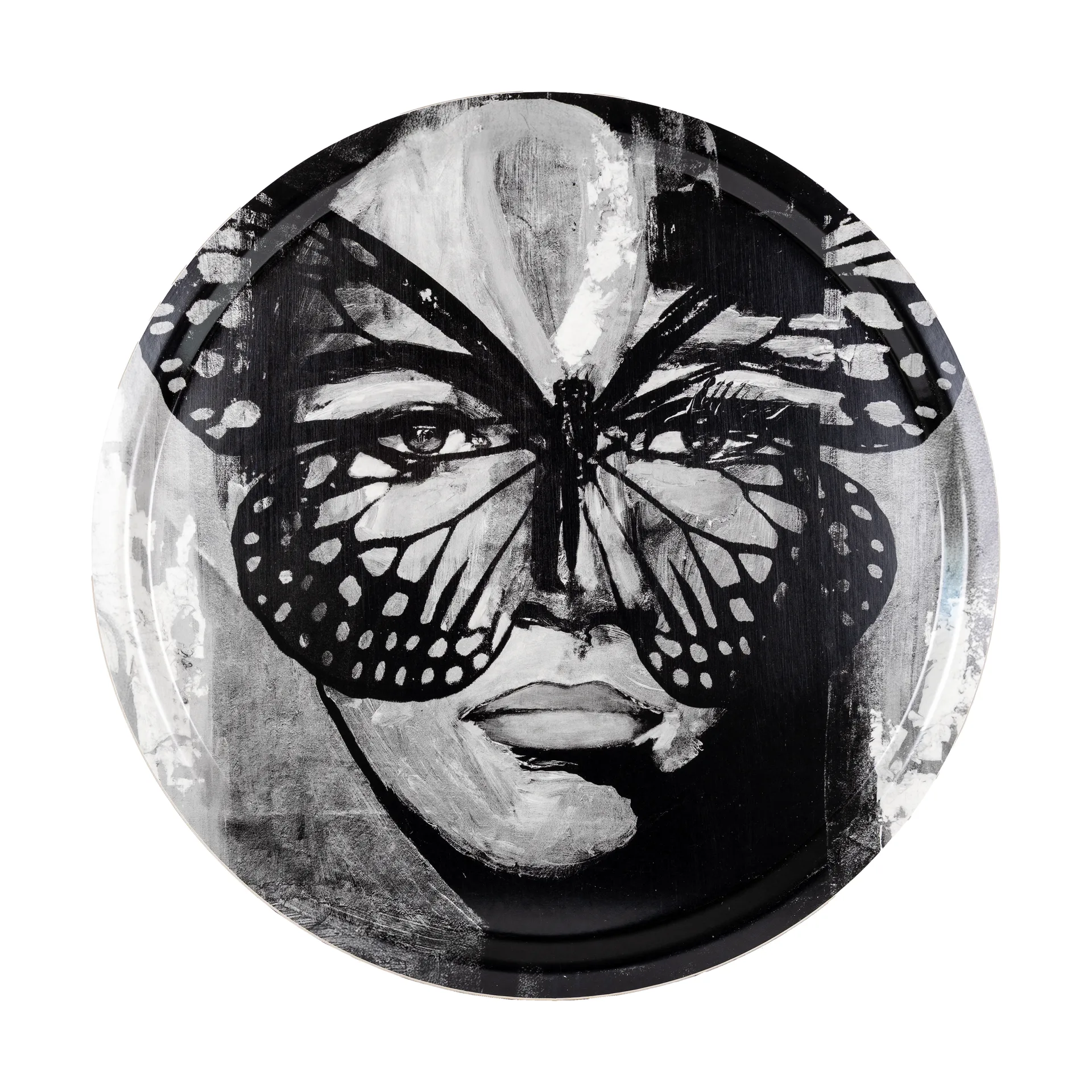 Golden Butterfly トレイ Ø46 cm, Black-white Carolina Gynning | カロライナ ギニング