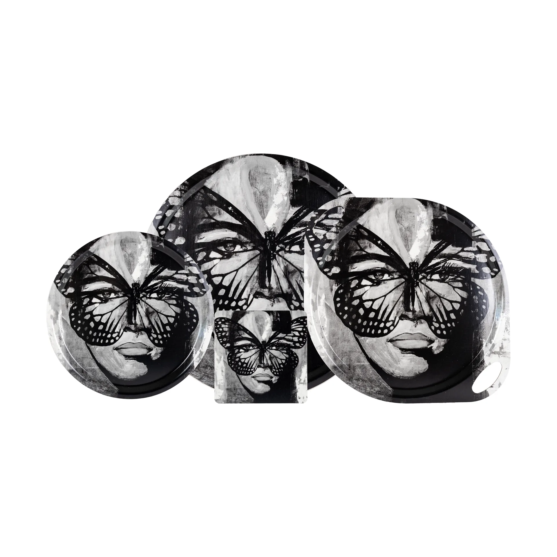 Golden Butterfly トレイ Ø46 cm, Black-white Carolina Gynning | カロライナ ギニング