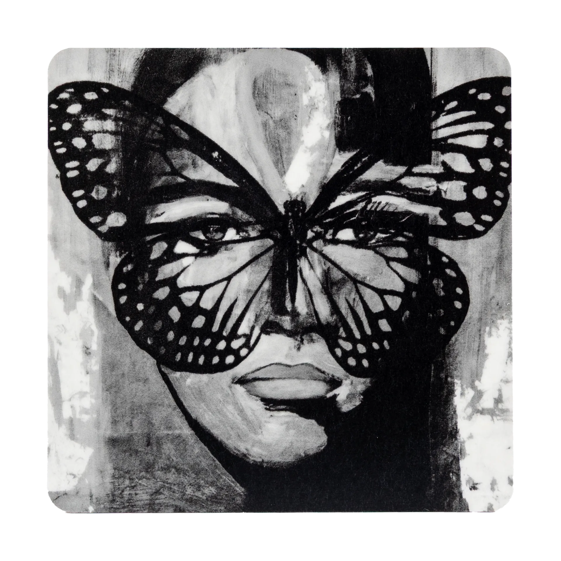 Golden Butterfly コースター 9x9 cm, Black-white Carolina Gynning | カロライナ ギニング