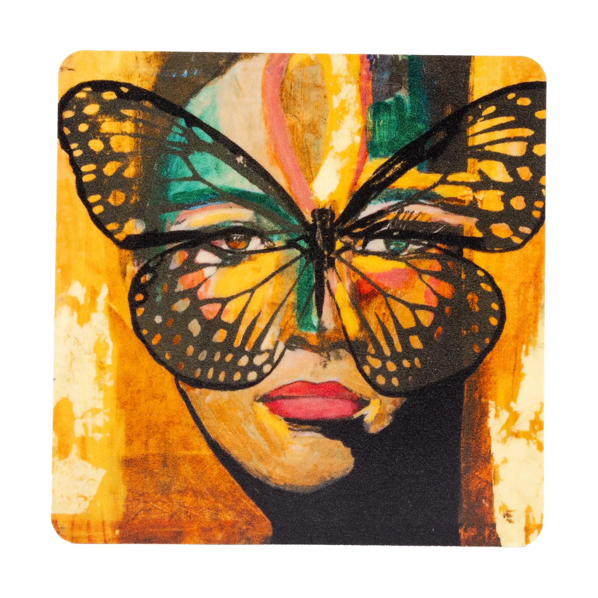 Golden Butterfly コースター 9x9 cm, Orange-black Carolina Gynning | カロライナ ギニング