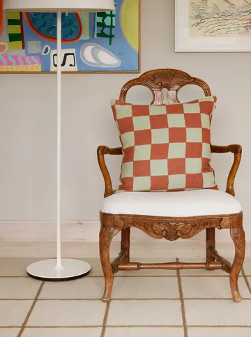 Buffalo Check - Aqua-apricot orange, 50x50 cm - Chhatwal & Jonsson | チャットワル＆ヨンソン