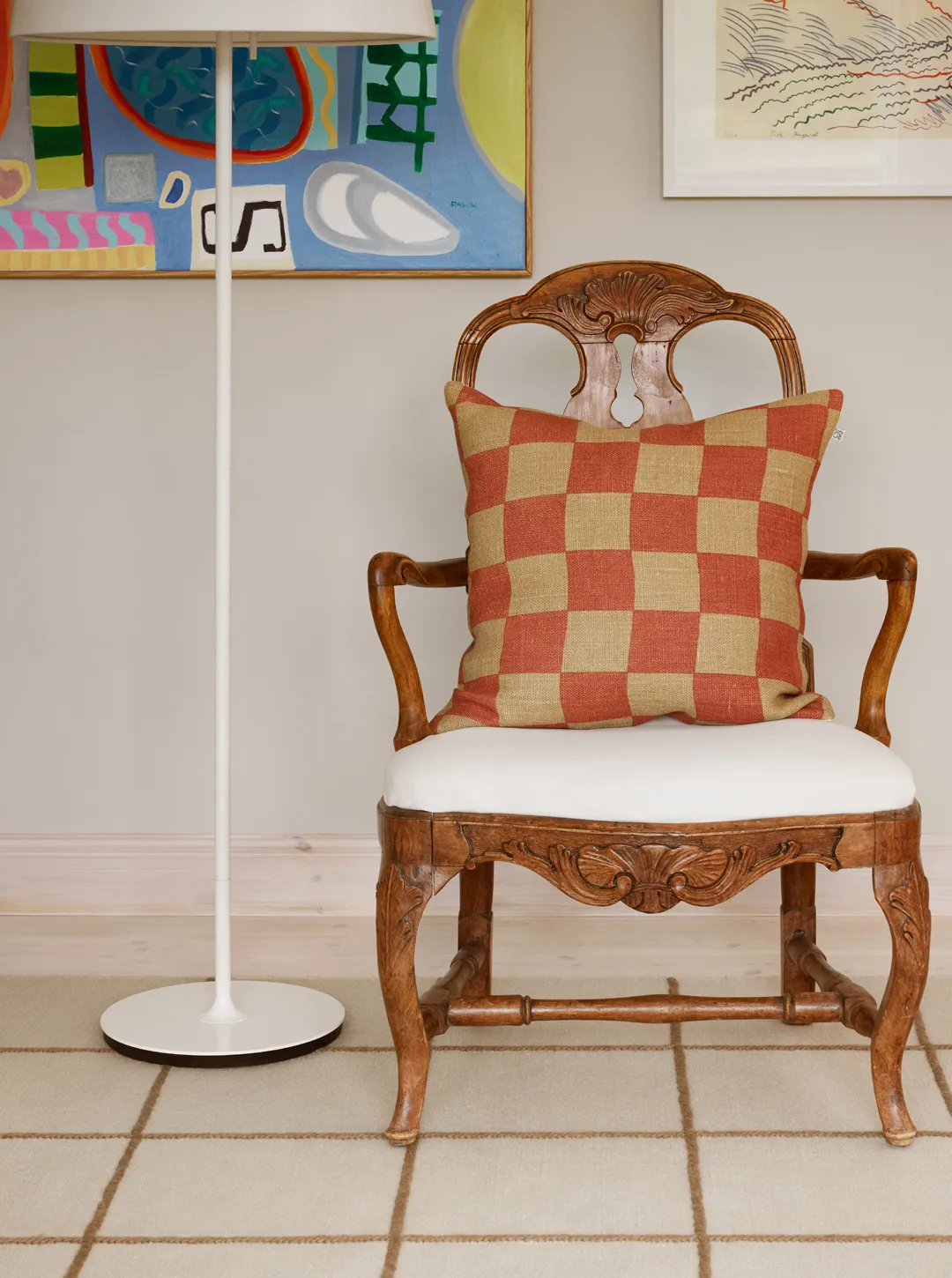 Buffalo Check, Khaki-apricot orange, 50x50 cm Chhatwal & Jonsson | チャットワル＆ヨンソン