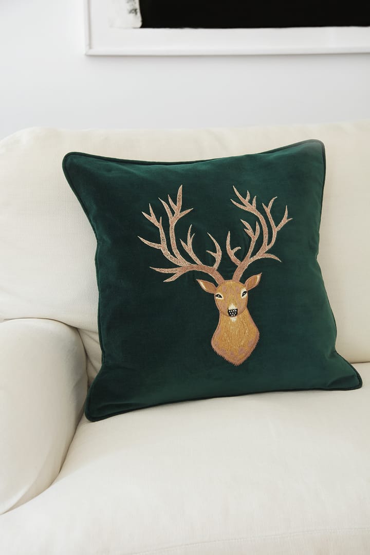 Embroidered トナカイ クッションカバー 50x50 cm, Green Chhatwal & Jonsson | チャットワル＆ヨンソン