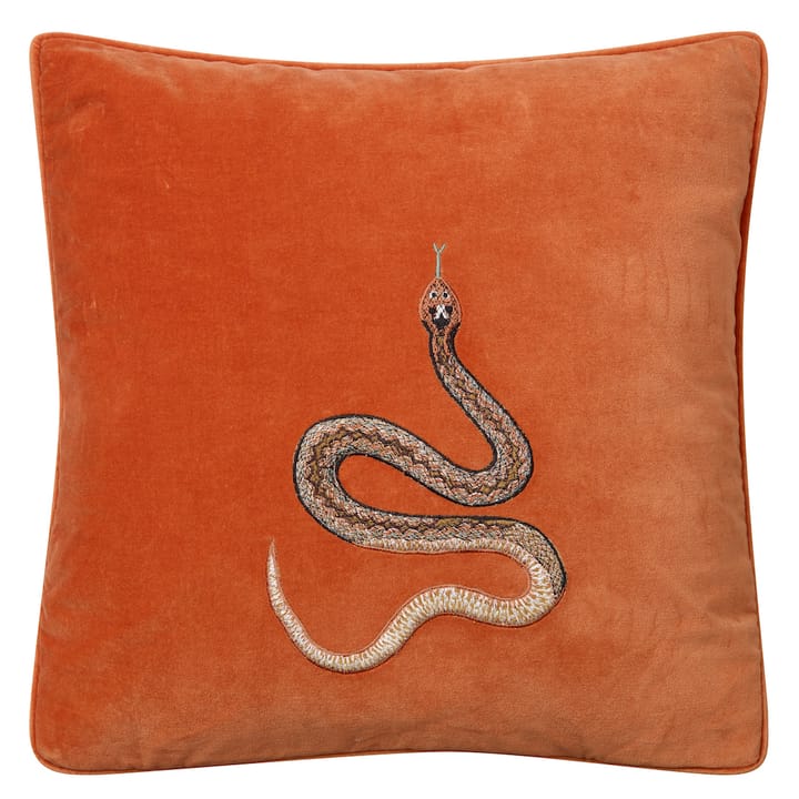 Embroidered Cobra/コブラ クッションカバー 50x50 cm - Orange - Chhatwal & Jonsson | チャットワル＆ヨンソン