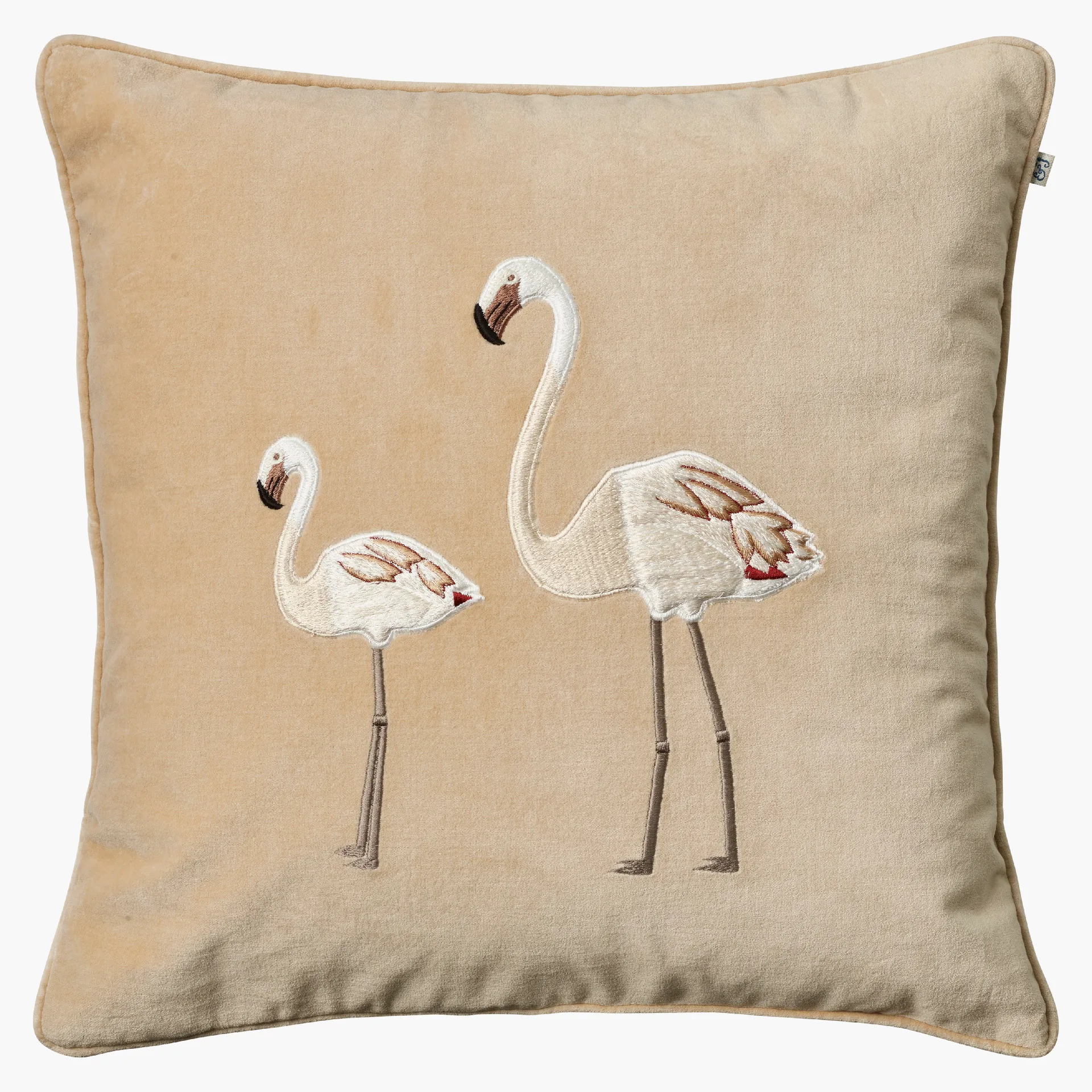 Embroidered Flamingo クッションカバー 50x50 cm, Beige Chhatwal & Jonsson | チャットワル＆ヨンソン