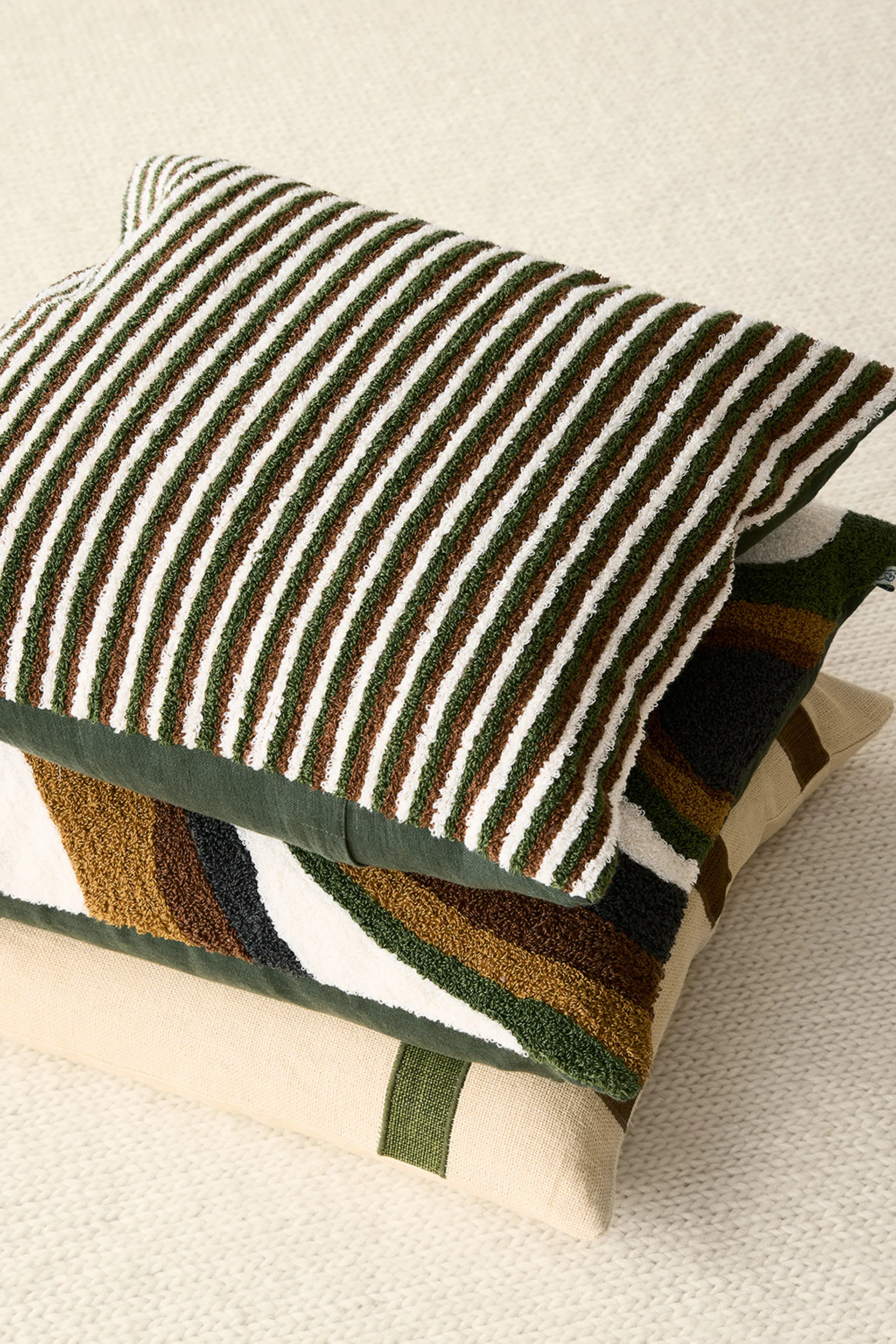 Raipur 枕カバー 50x50 cm, Cognac-Cactus Green-Off White Chhatwal & Jonsson | チャットワル＆ヨンソン