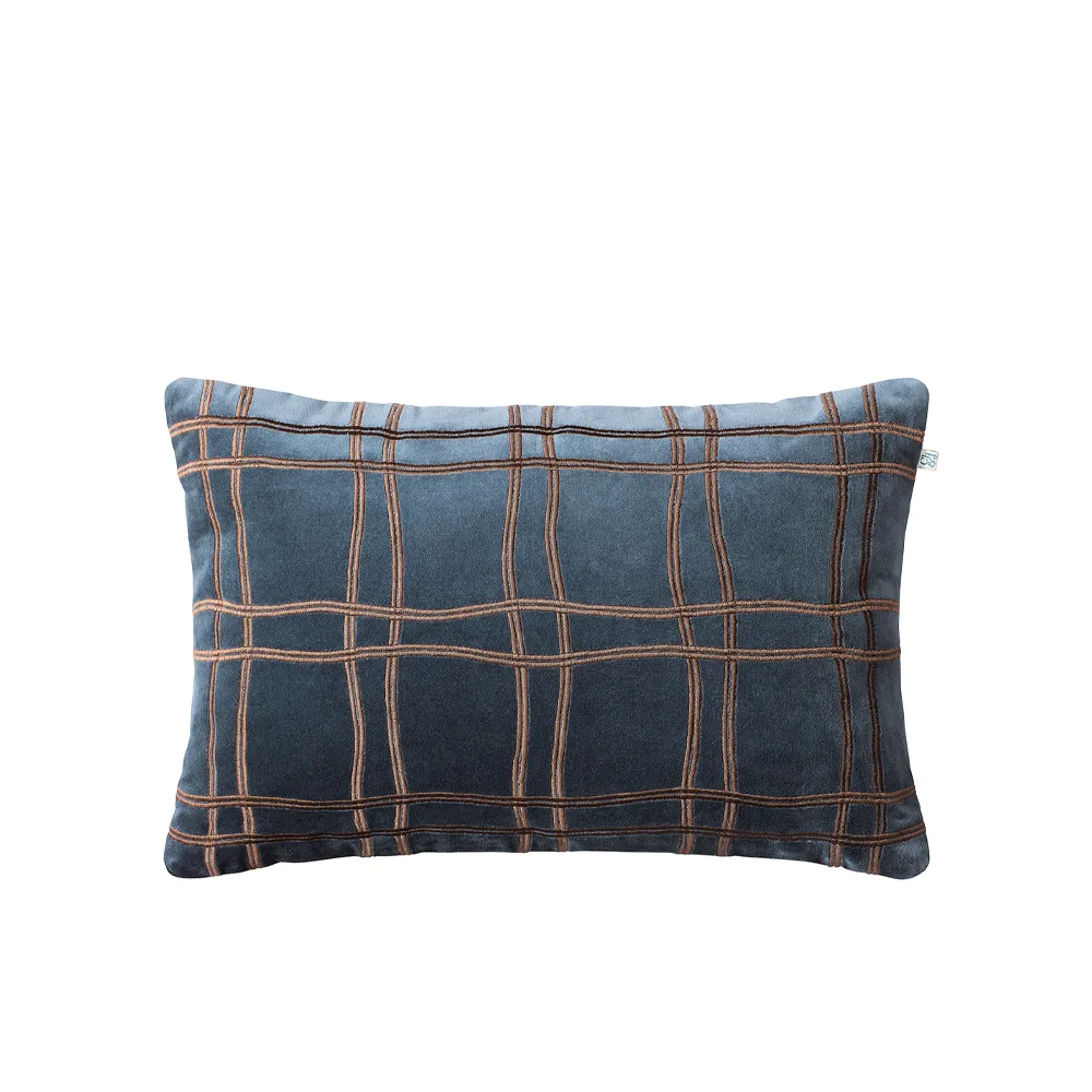 Tattersall クッション, Sea blue/cognac, 60x40 cm Chhatwal & Jonsson | チャットワル＆ヨンソン