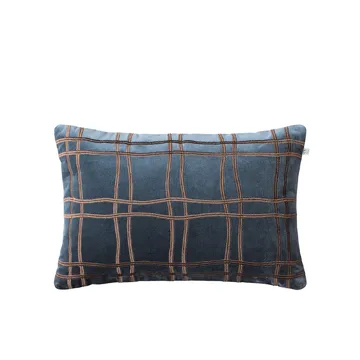 Tattersall クッション - Sea blue/cognac, 60x40 cm - Chhatwal & Jonsson | チャットワル＆ヨンソン