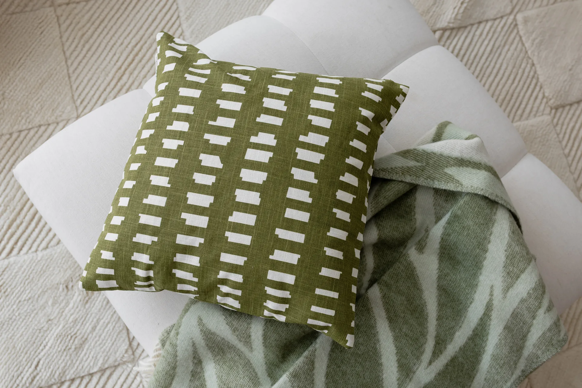 Ikat Block クッションカバー 50x50 cm, Green Classic Collection | クラシックコレクション