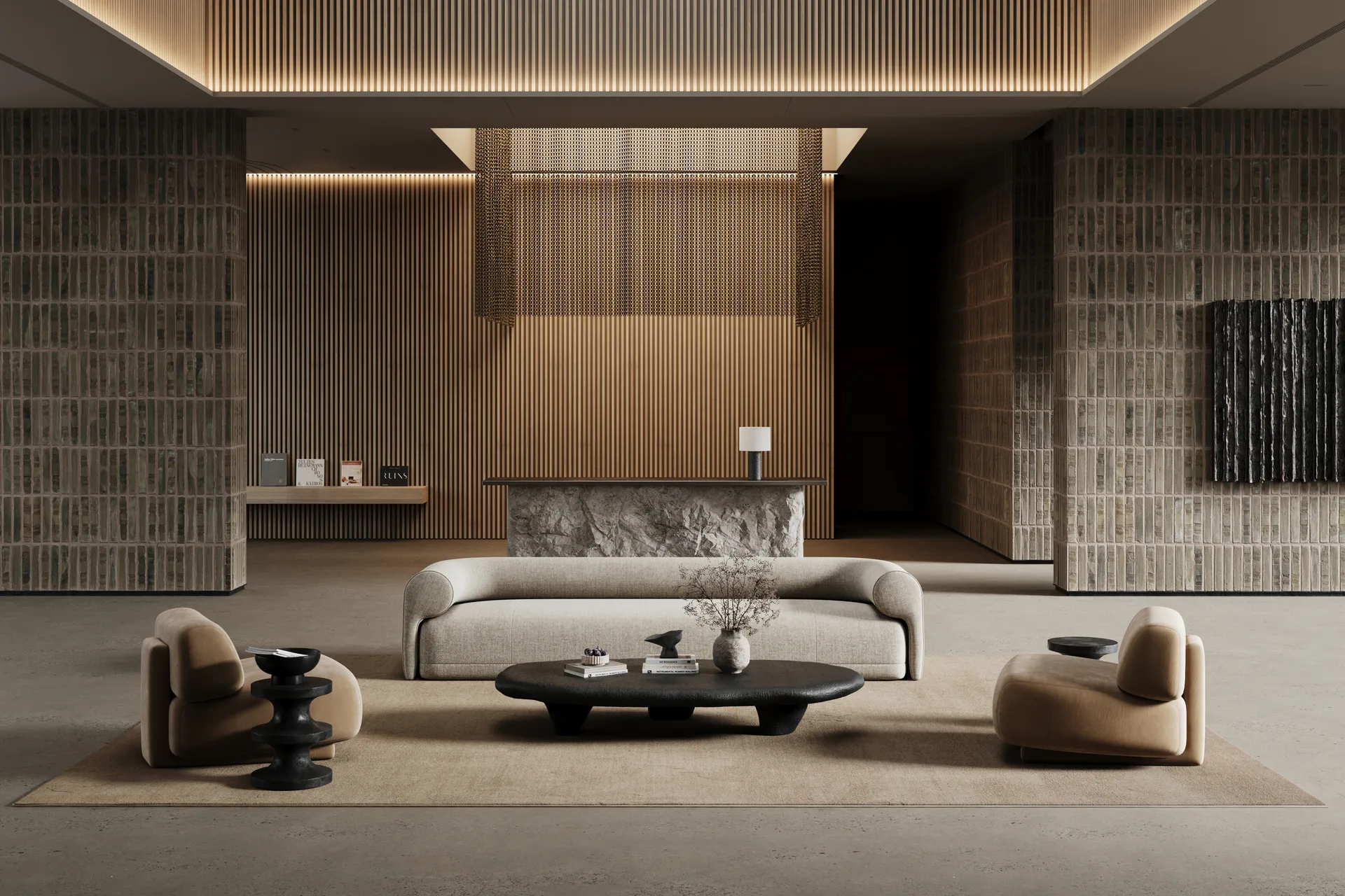 Lobby ラグ オーバーロックステッチ付き, Beige, 200x200 cm Classic Collection | クラシックコレクション