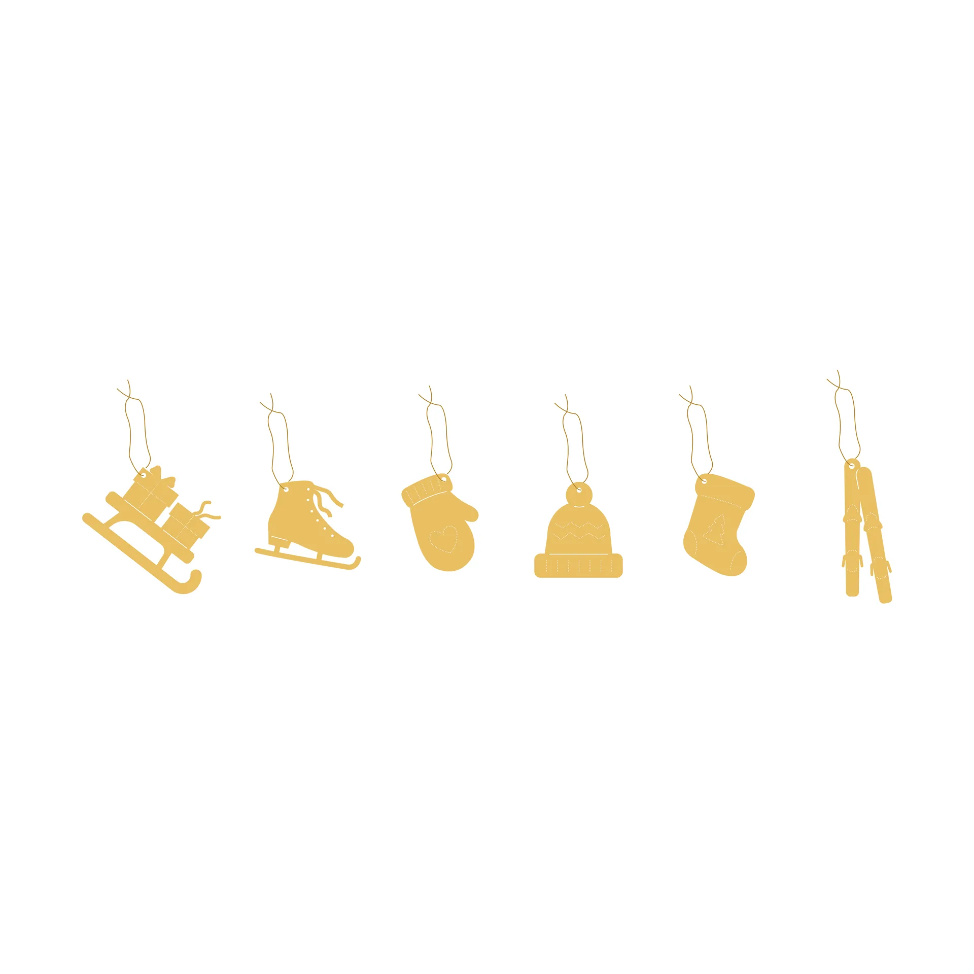 Deco Winter activities クリスマスオーナメント 6点セット, Brass Cooee Design | クーイーデザイン