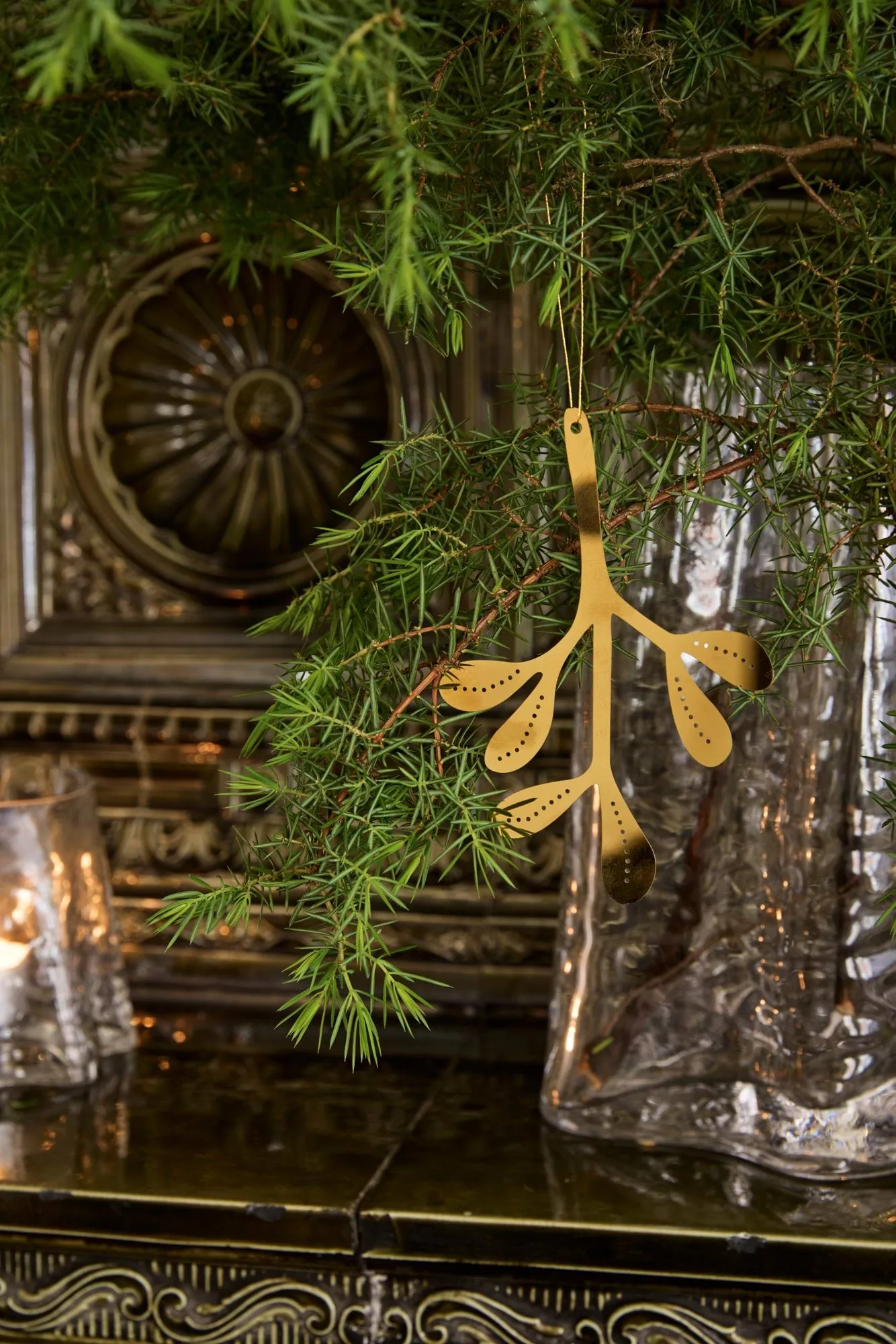 Mistletoe クリスマスオーナメント 2個セット, Brass, 12 cm Cooee Design | クーイーデザイン