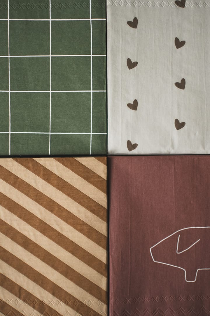 Heart ペーパーナプキン 33x33 cm 20枚, Brown-beige DBKD | ディービーケーディー