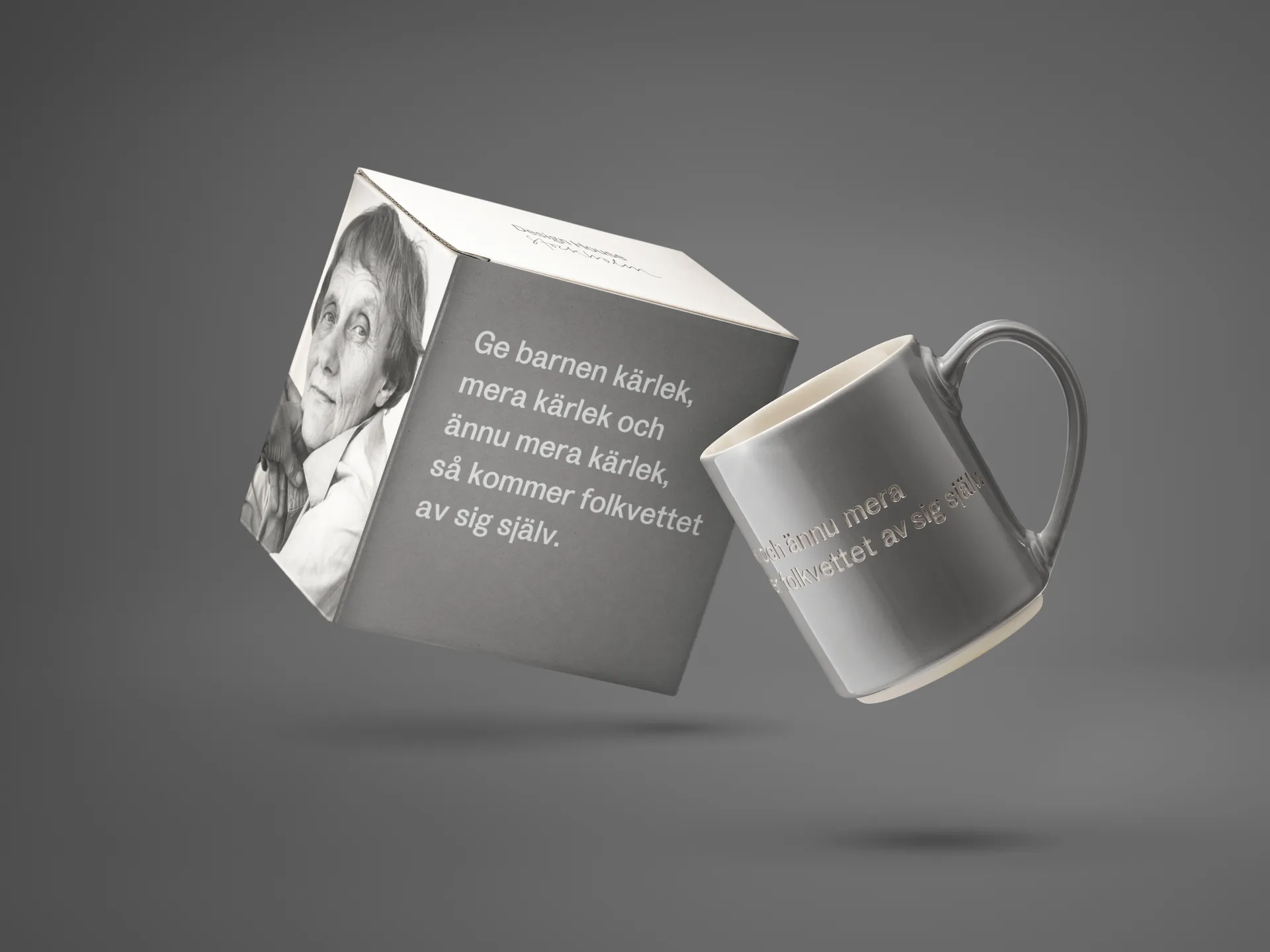 Astrid Lindgren マグ, Give the children love, grey-swedish Design House Stockholm | デザインハウス ストックホルム