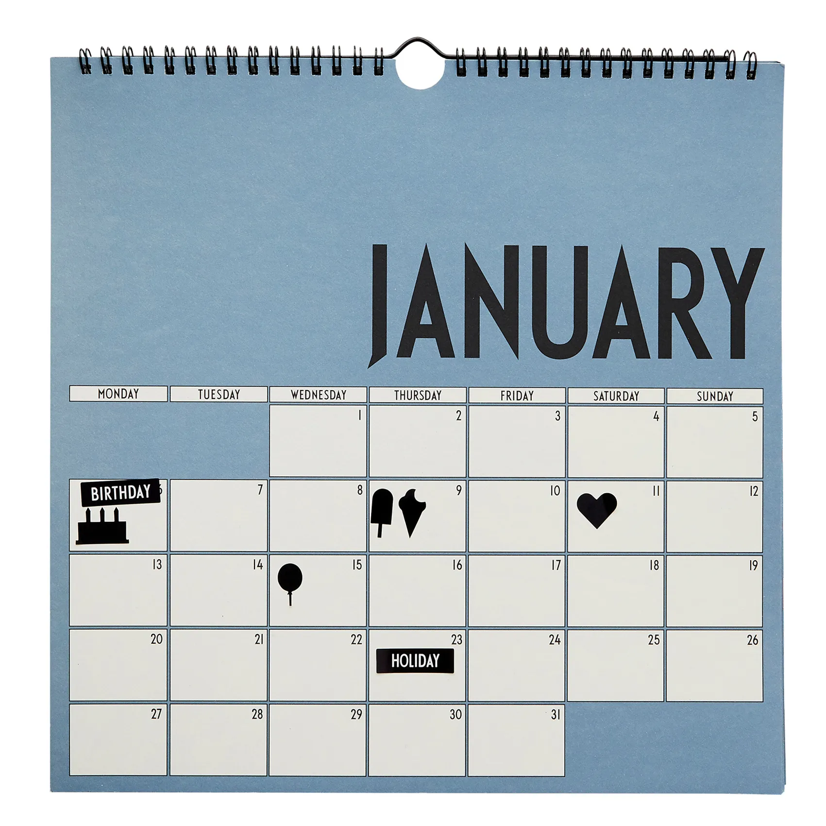 Design Letters wall calendar 2020, Blue Design Letters | デザインレターズ