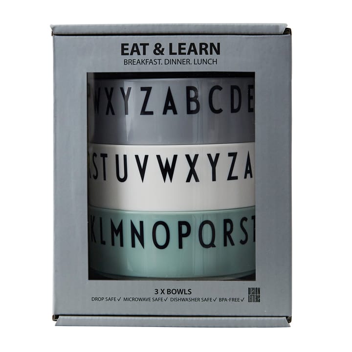 ブレックフ�ァースト Dinner Lunch ボウル 3パック, green Design Letters | デザインレターズ