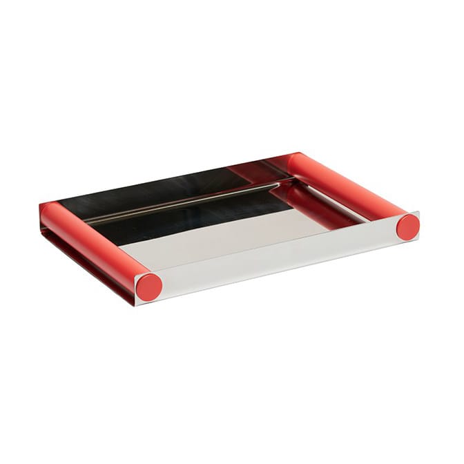 Ray トレイ ディスコトレイ 20.5x30 cm - Red coral, stainless steel - Design Letters | デザインレターズ