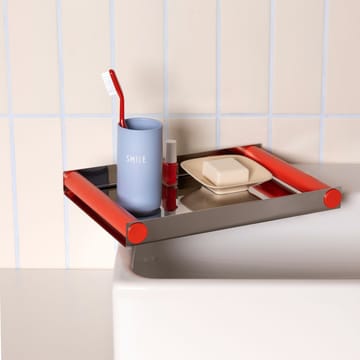 Ray トレイ ディスコトレイ 20.5x30 cm - Red coral, stainless steel - Design Letters | デザインレターズ