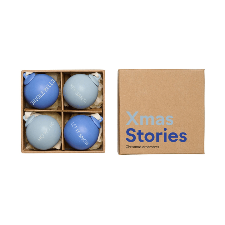 XMAS Stories クリスマスオーメント Ø4 cm 4個セット - Cobalt blue-light blue - Design Letters | デザインレターズ