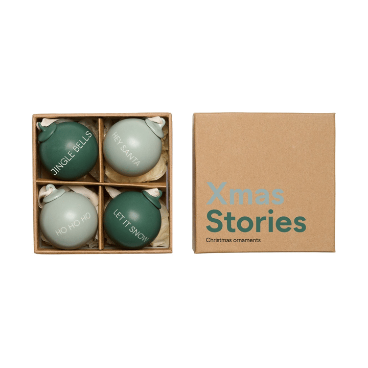 XMAS Stories クリスマスオーメント Ø4 cm 4個セット - Dark green-dusty green - Design Letters | デザインレターズ