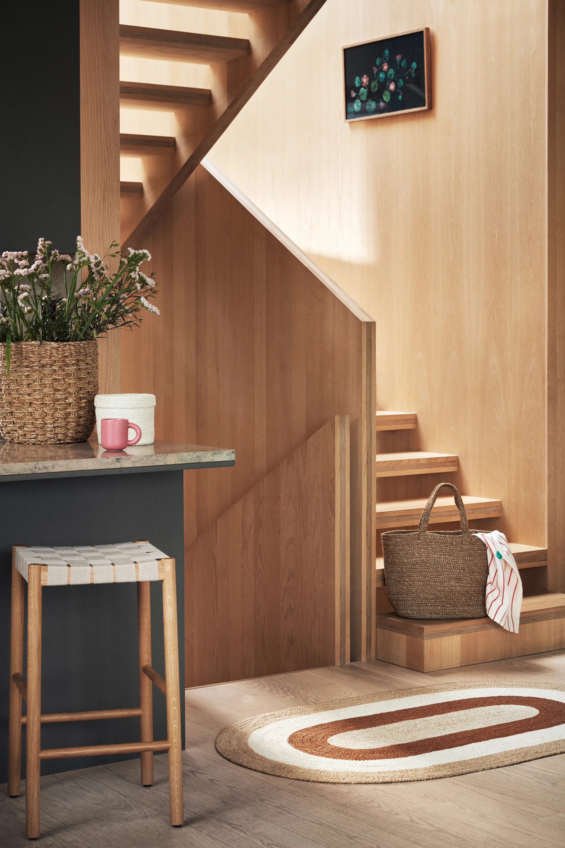 Elin ストライプ オーバルジュートラグ 92x150 cm, Brick Dixie | ディキシー