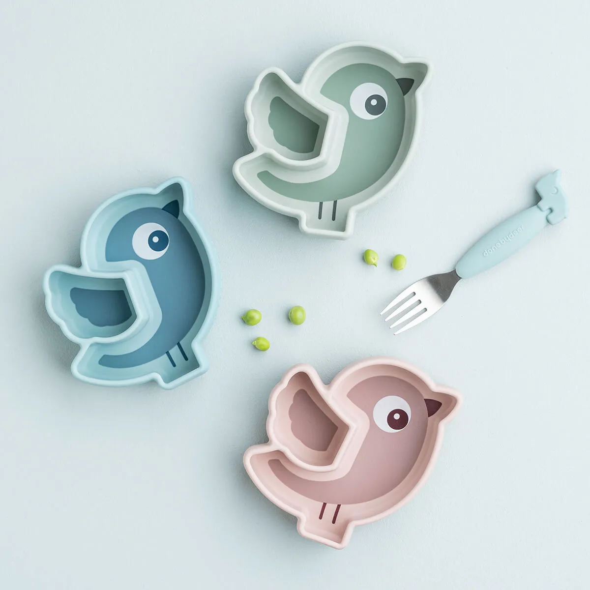 Birdee Stick&Stay 子供用プレート Ø12 cm, Blue Done by deer