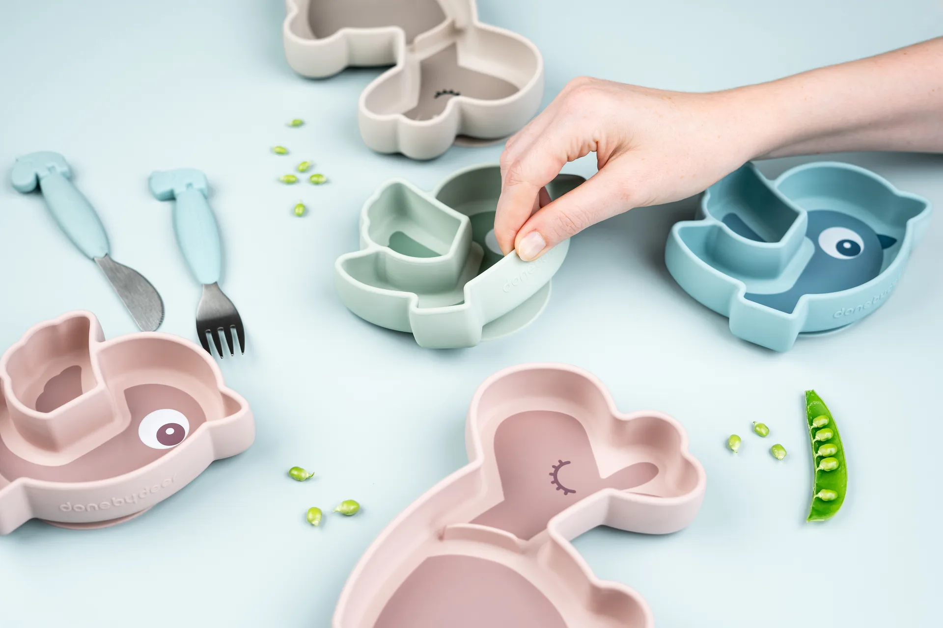 Birdee Stick&Stay 子供用プレート Ø12 cm, Blue Done by deer