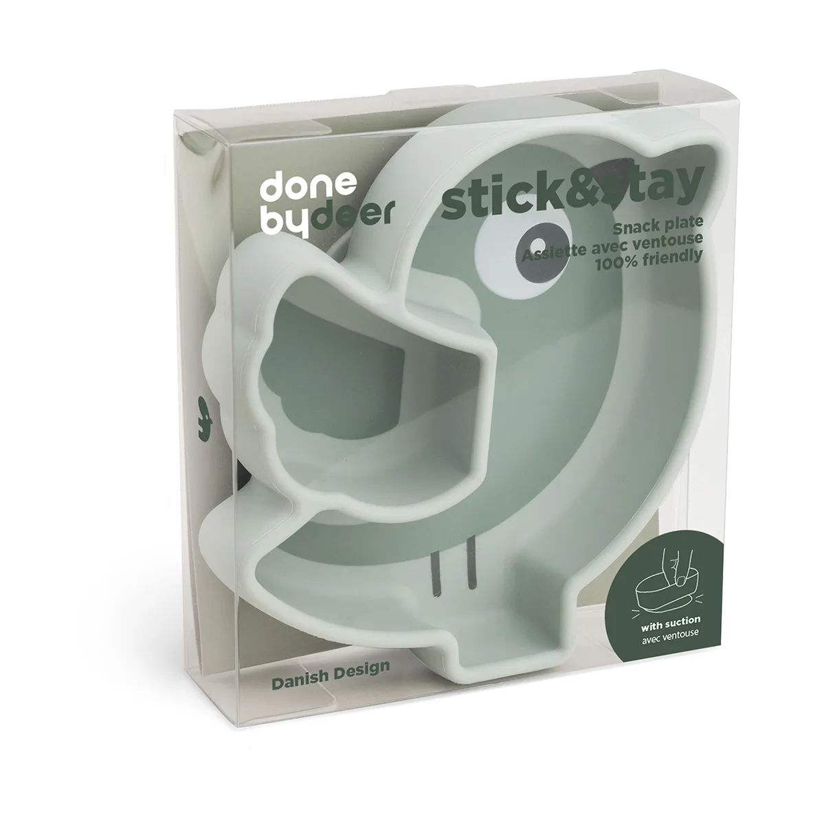 Birdee Stick&Stay 子供用プレート Ø12 cm, Green Done by deer