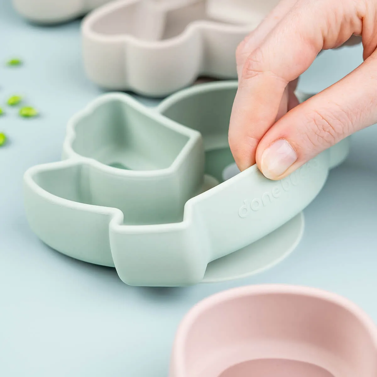 Birdee Stick&Stay 子供用プレート Ø12 cm, Green Done by deer