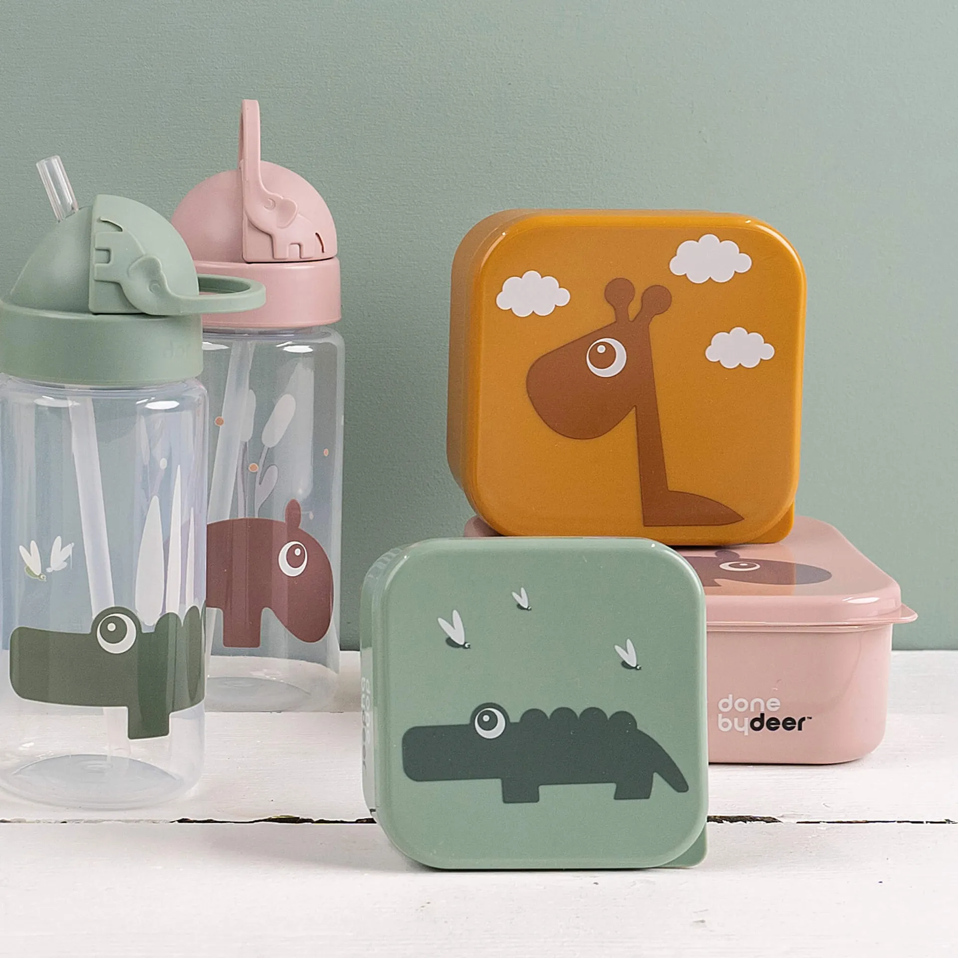 Croco ストロー付きボトル, Green Done by deer