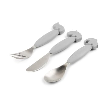 Deer Friends Easy-grip カトラリーセット 3ピース - Grey - Done by deer
