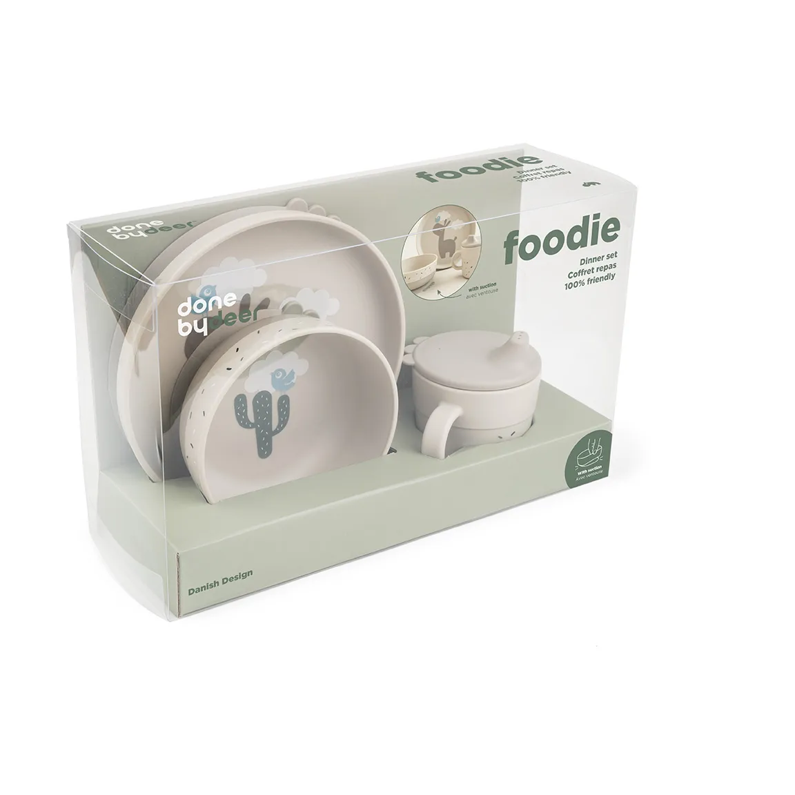 Lalee フーディー 子供用食器セット 3本セット, Sand Done by deer