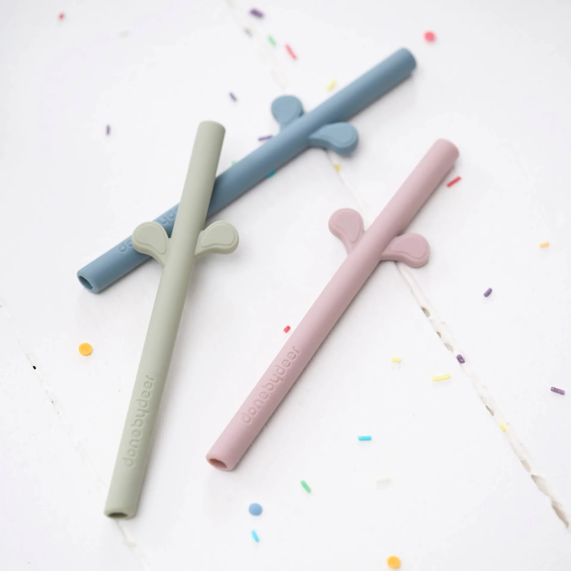 Peekaboo シリコンストロー 5本, Blue Done by deer