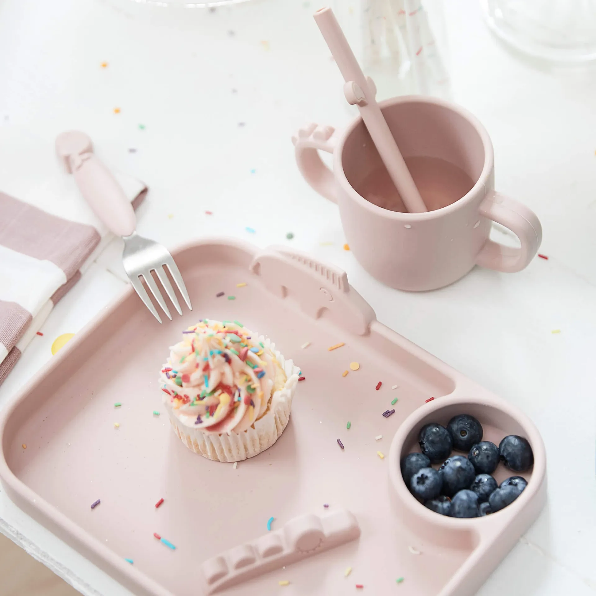 Peekaboo シリコンストロー 5本, Blue Done by deer