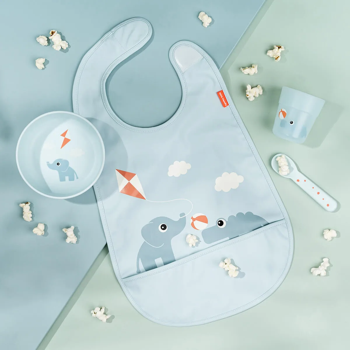 Playground フーディーファーストミールサービングセット 3ピース, Blue Done by deer