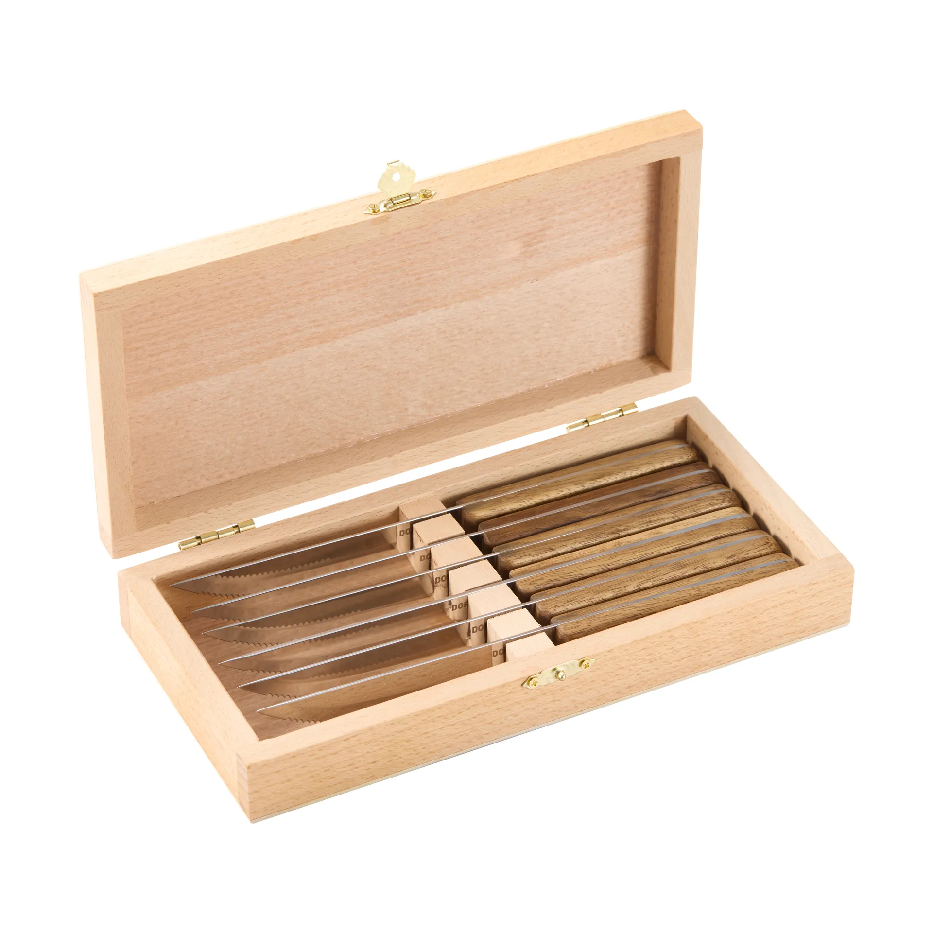 BBQ ステーキナイフ, Stainless steel, 6-pack, acacia wooden box, 22.5x2 cm Dorre