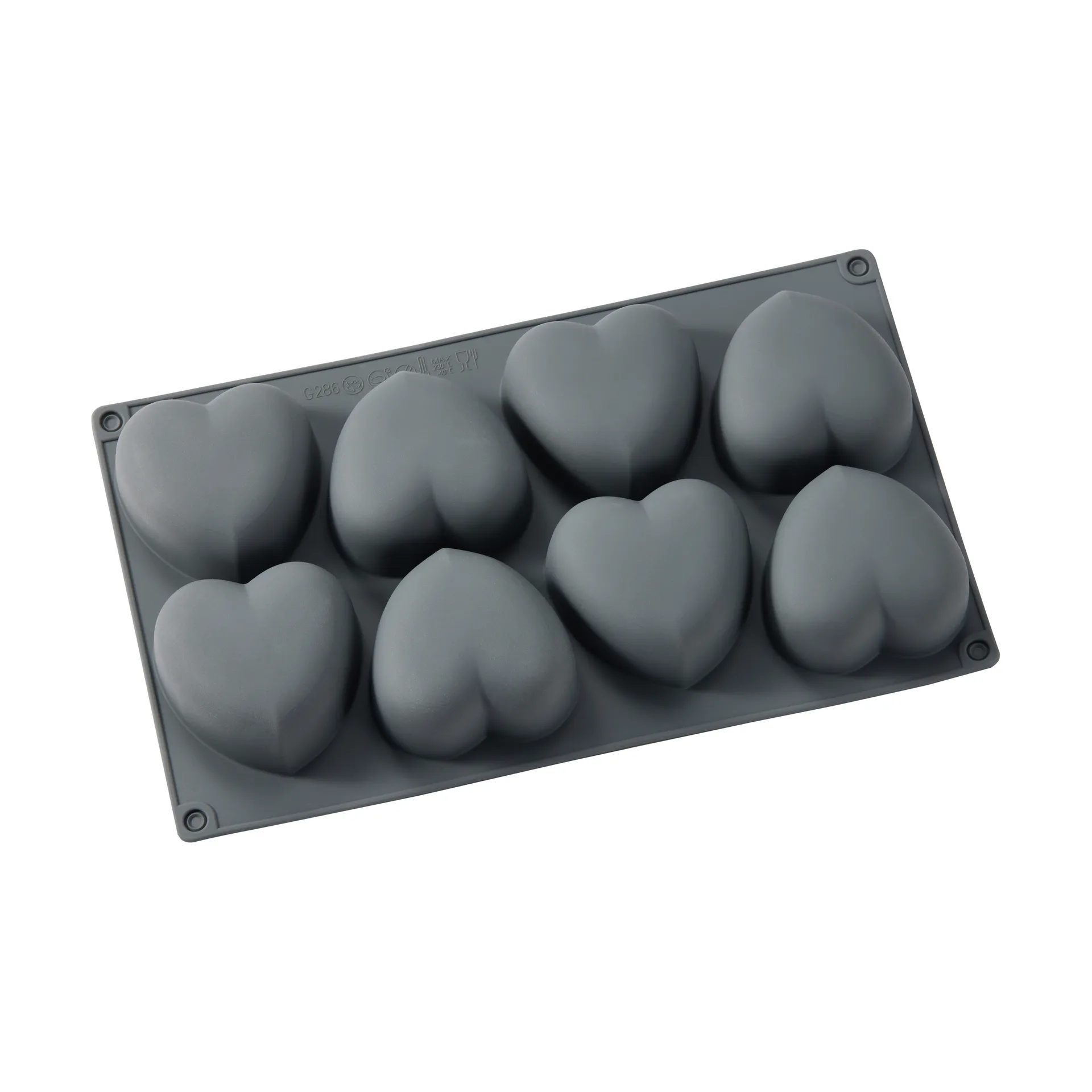 Beck ベーキングティン, Grey, heart, silicone, 8 pcs Dorre