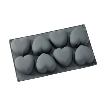 Beck ベーキングティン - Grey, heart, silicone, 8 pcs - Dorre