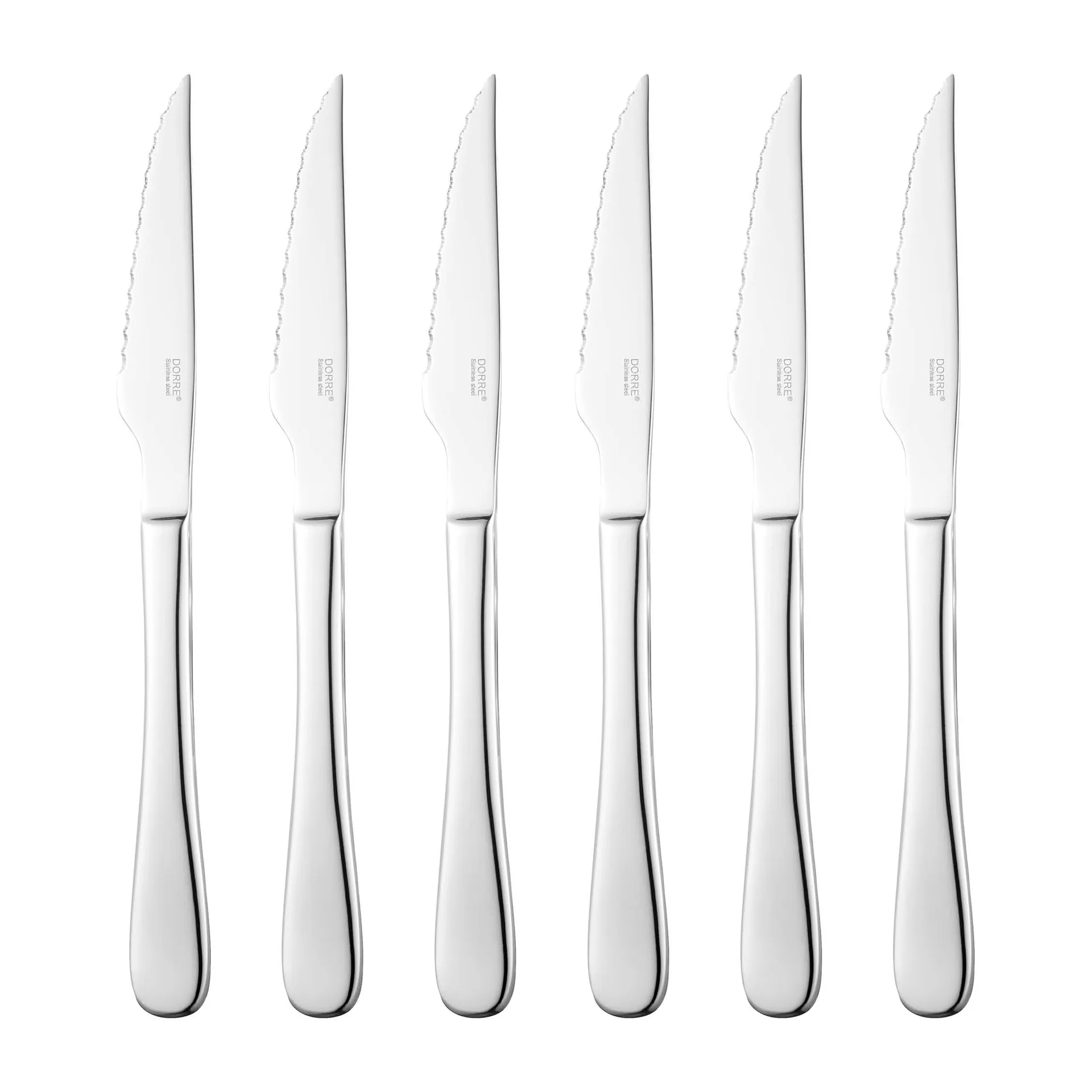 Classic グリル ナイフ 6パック, Stainless steel Dorre